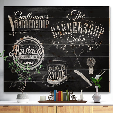 Set Barbershop - Abstract Print on Natural Pine Wood