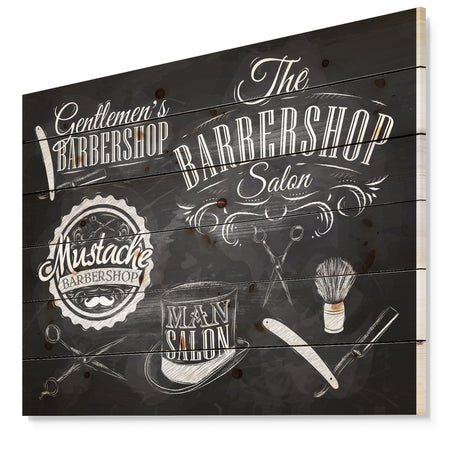 Set Barbershop - Abstract Print on Natural Pine Wood