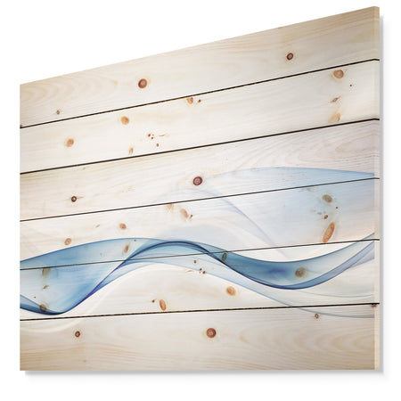 3D Wave of Water Splash - Abstract Print on Natural Pine Wood