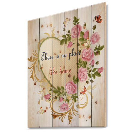 Our door is always open. Floral butterfly heart - Textual Entrance Art on Wood Wall Art