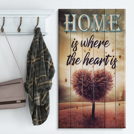 Home is where the heart is. Pink Heart Tree - Textual Entrance Art on Wood Wall Art