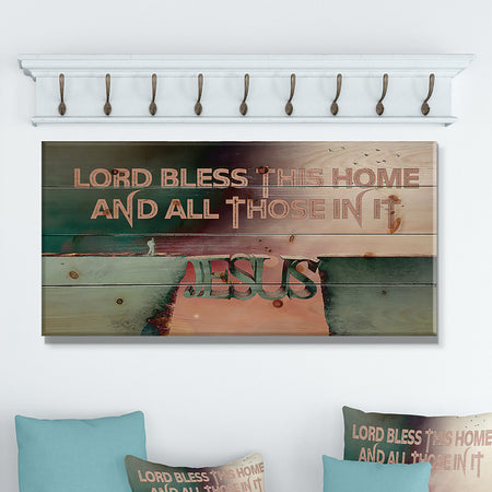 Lord Bless this house and all those in it. Vintage Jesus - Textual Entrance Art on Wood Wall Art