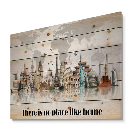 There is no place like home. Word tour - Textual Entrance Art on Wood Wall Art