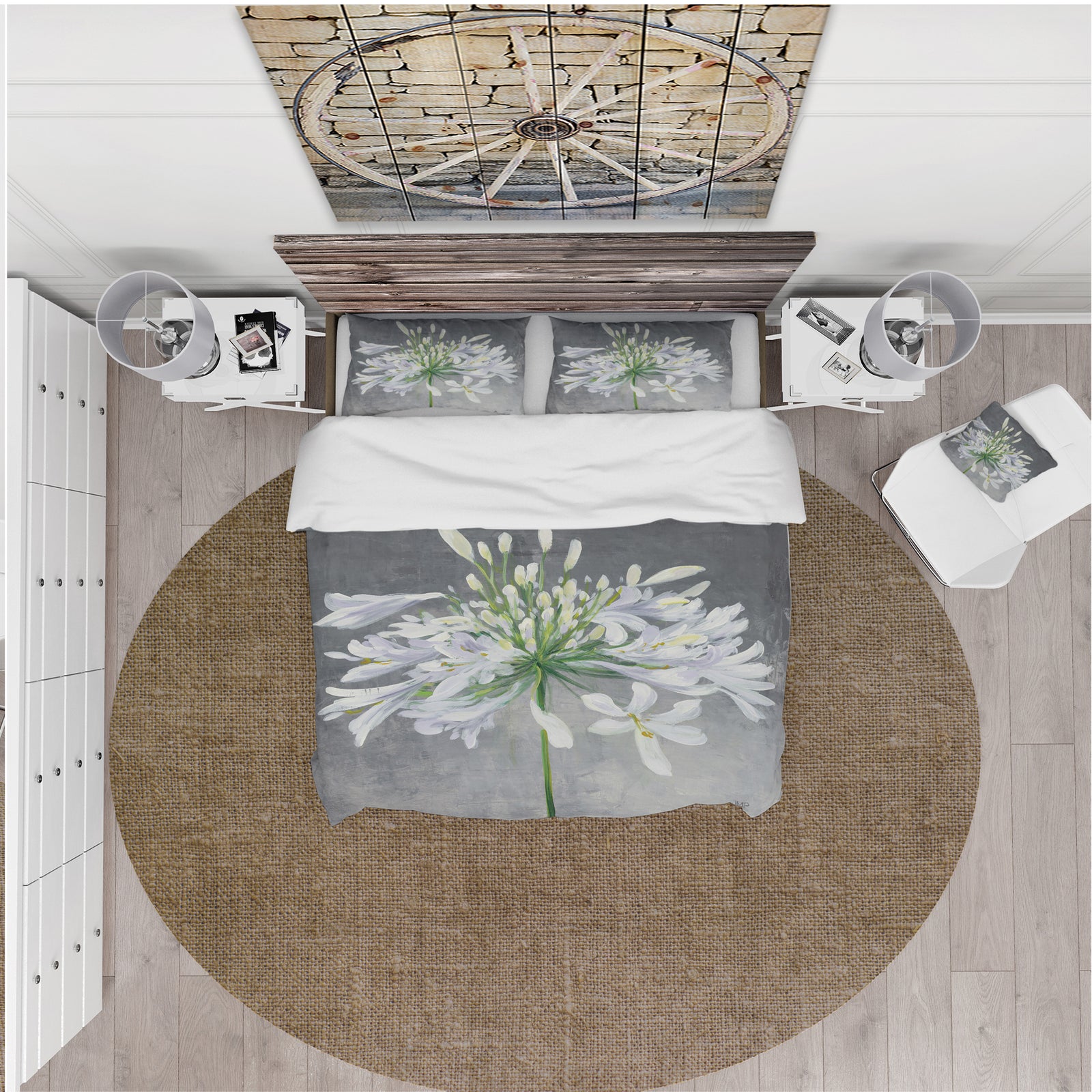 Flower Cleome Splash I - Cottage Duvet Cover Set
