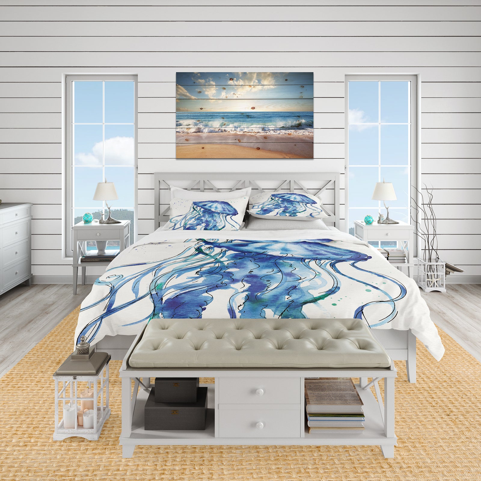 Blue Deep Sea X - Coastal Duvet Cover Set