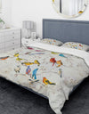 Multi-Color Bird on Tree - Traditional Duvet Cover Set