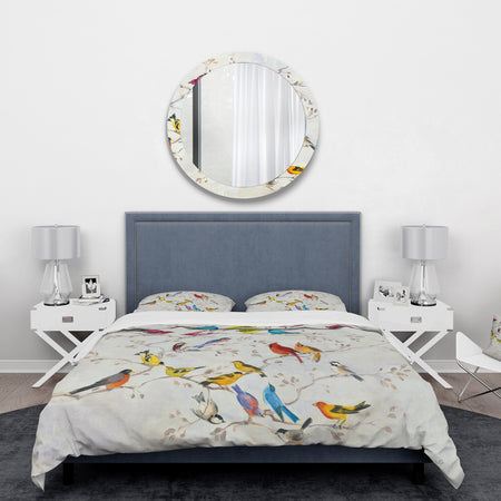 Multi-Color Bird on Tree - Traditional Duvet Cover Set
