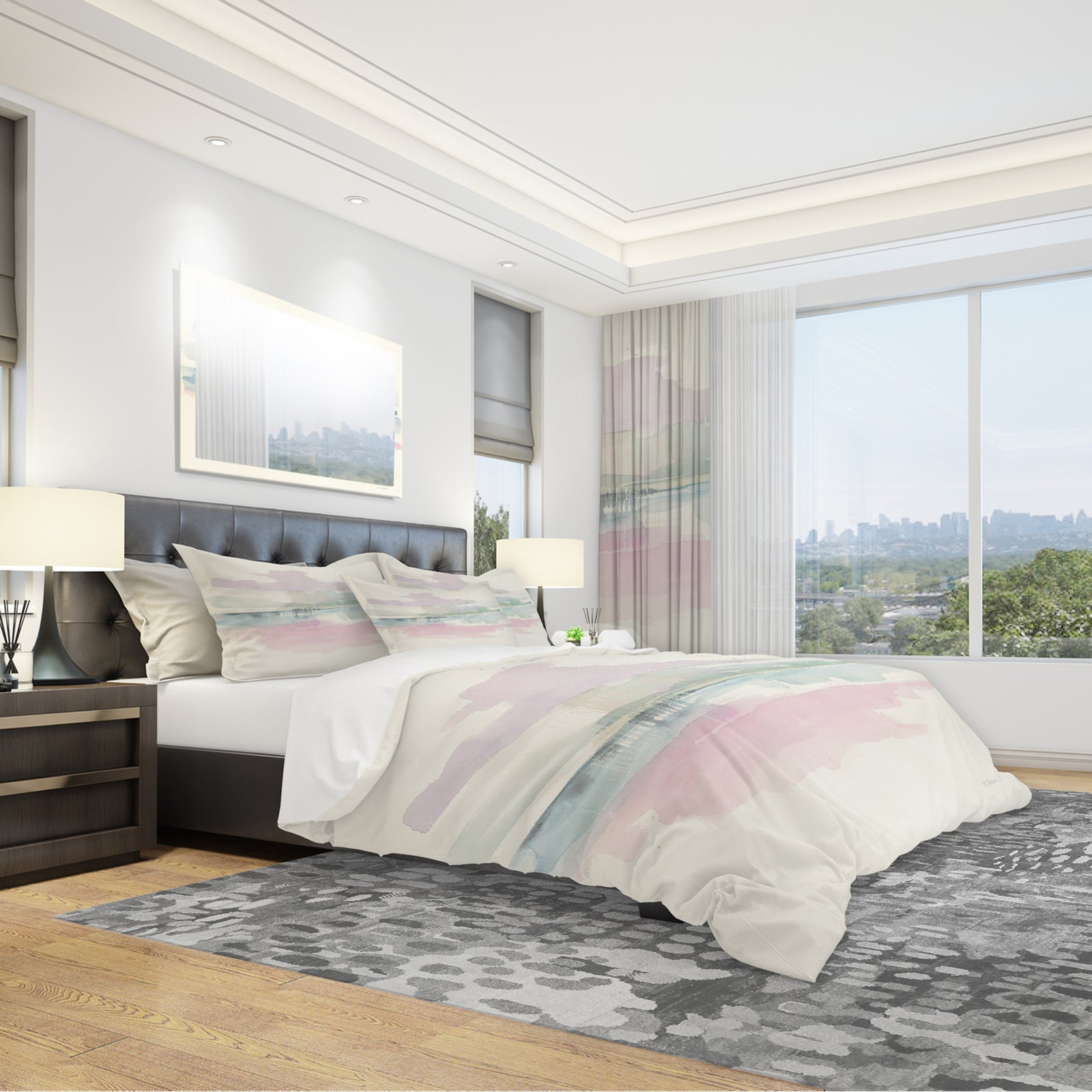 Pink Lifting Fog - Geometric Duvet Cover Set