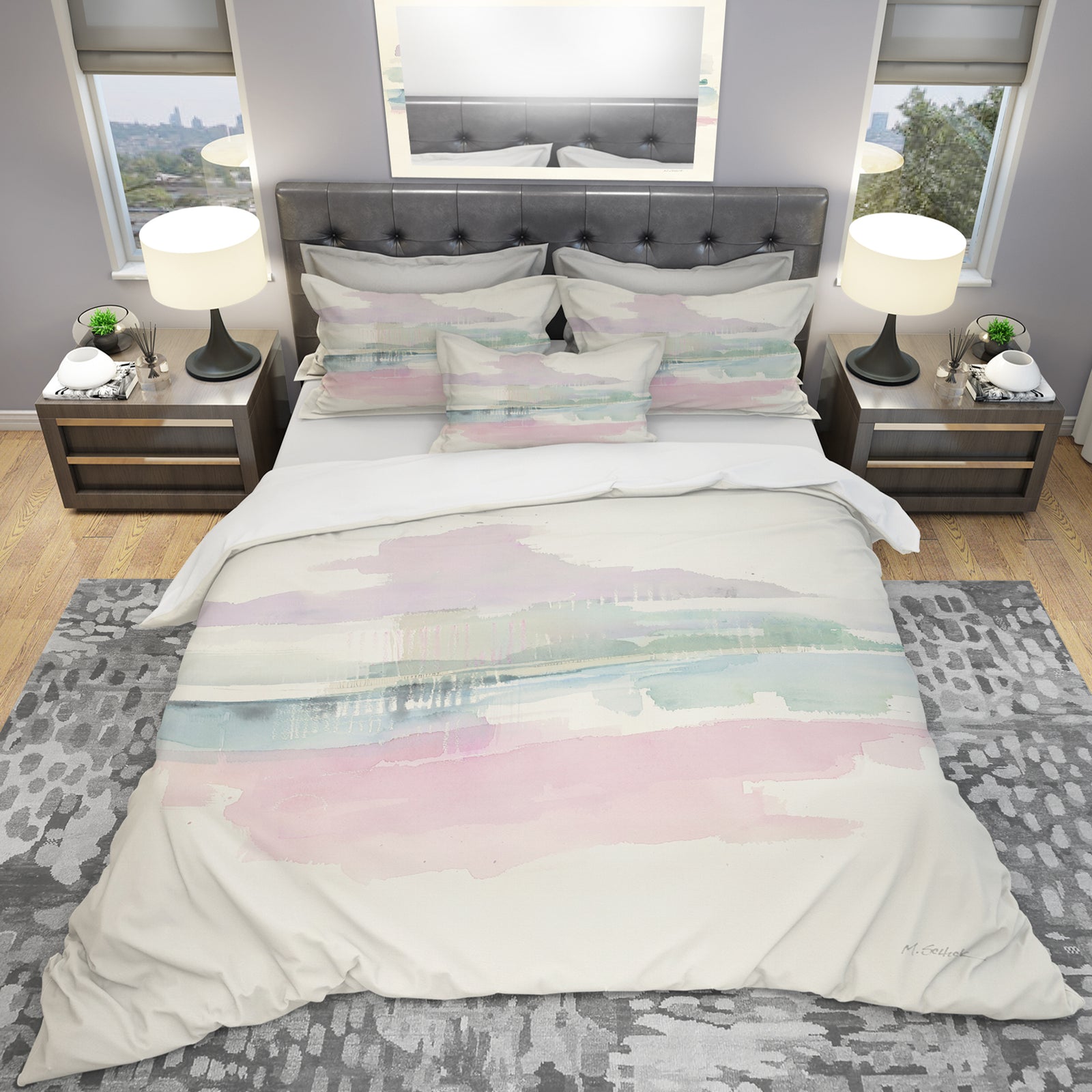 Pink Lifting Fog - Geometric Duvet Cover Set