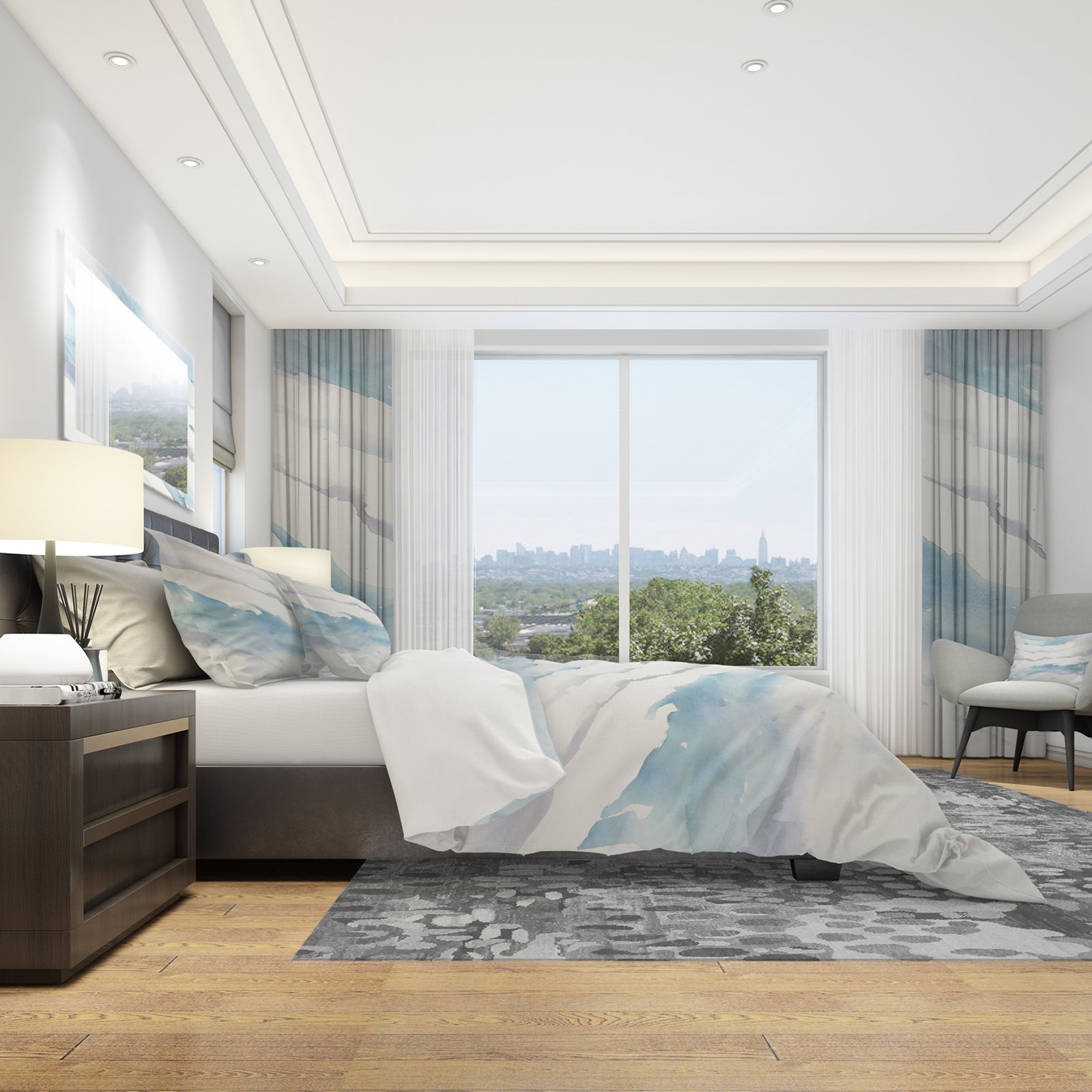 Modern Abstract Drift - Geometric Duvet Cover Set