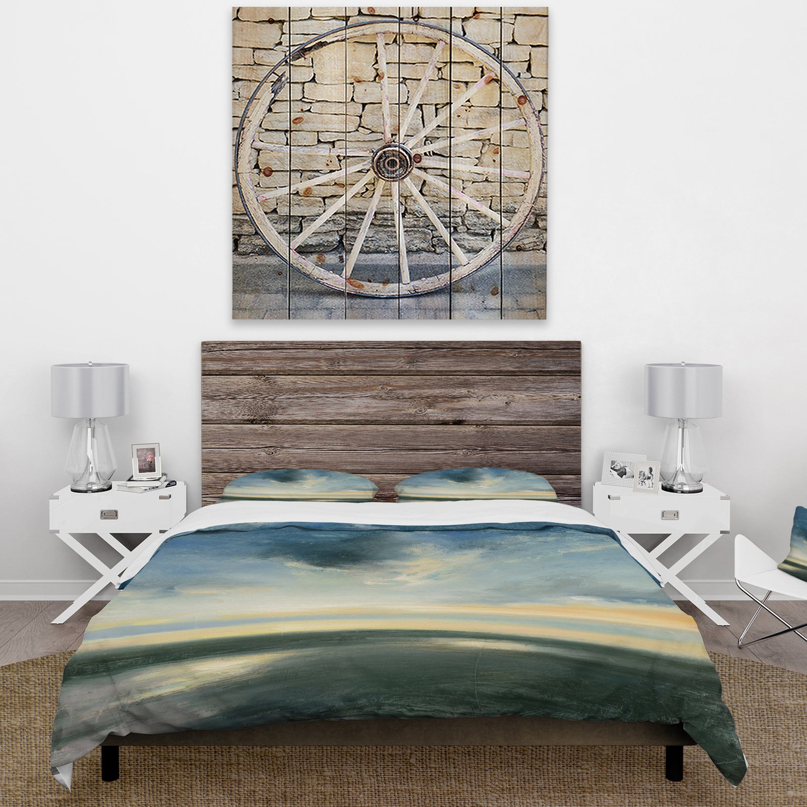 Blue Coastal Sunrise - Cottage Duvet Cover Set