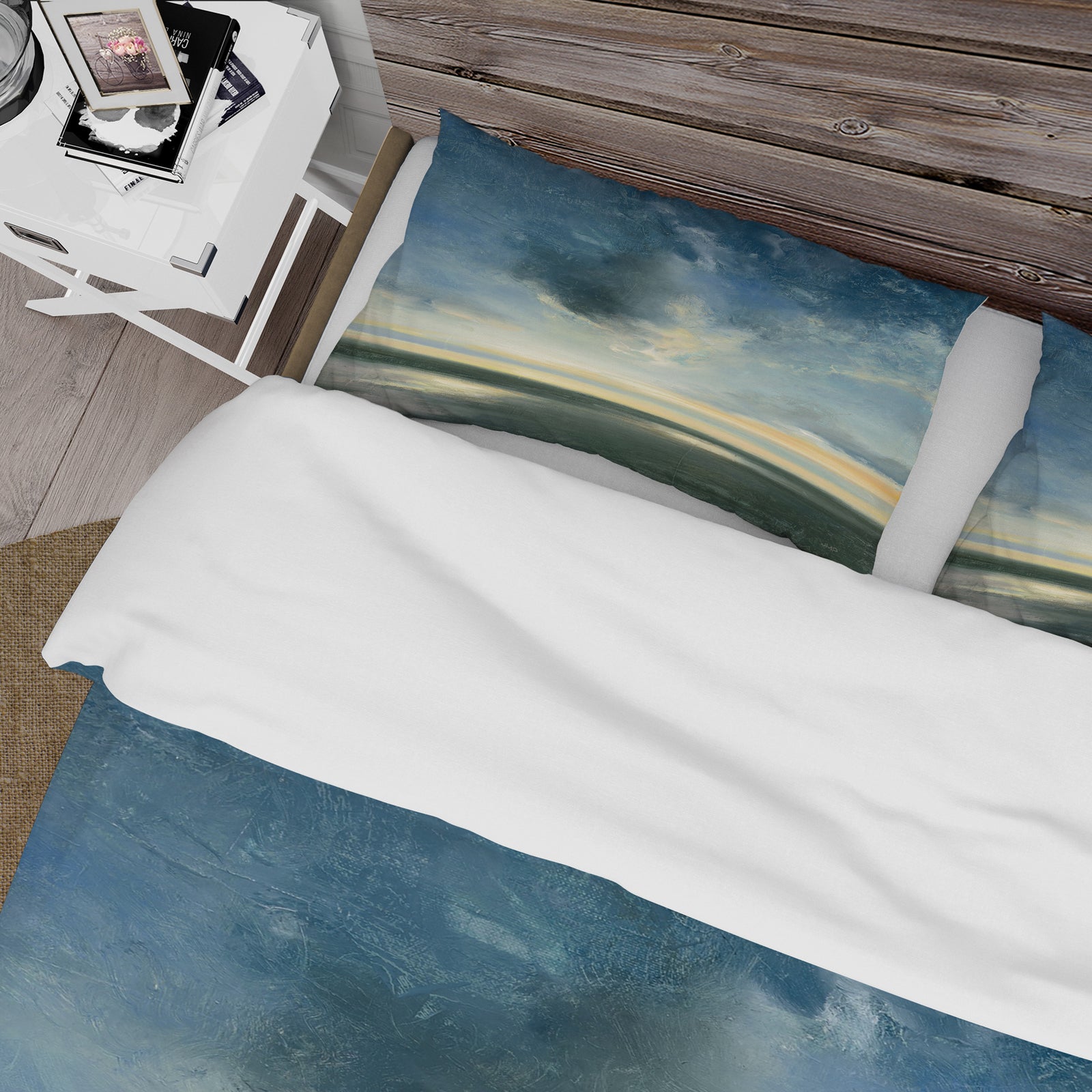 Blue Coastal Sunrise - Cottage Duvet Cover Set