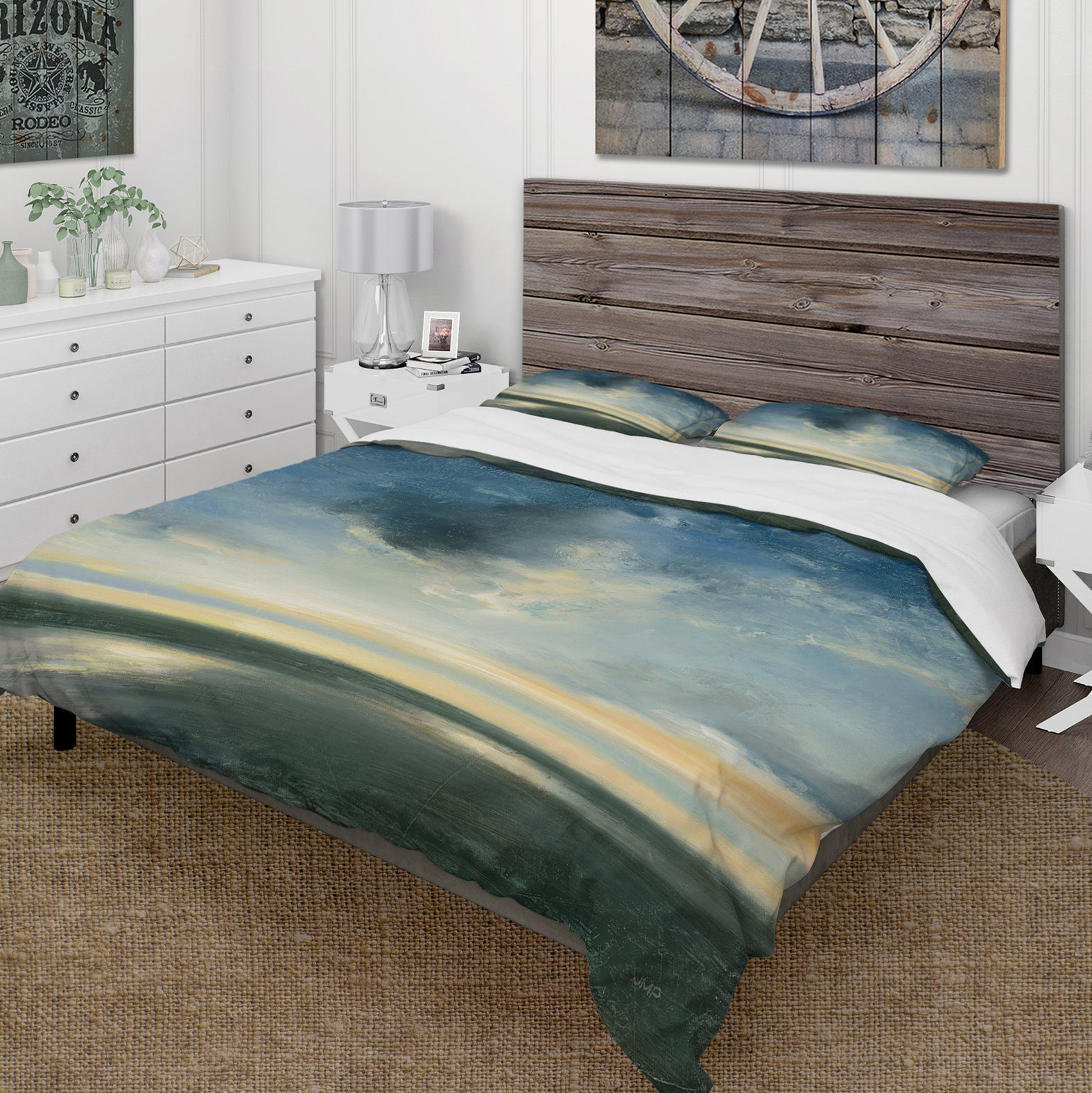 Blue Coastal Sunrise - Cottage Duvet Cover Set