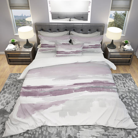 Purple Amethyst Wetlands - Geometric Duvet Cover Set