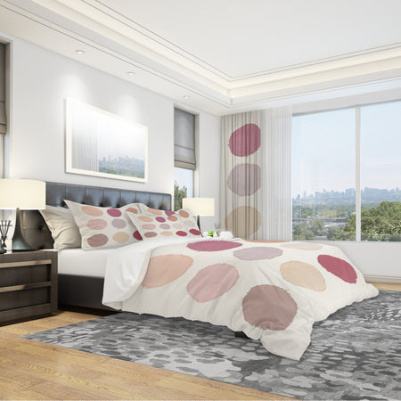 Unique Beige Circle Designs - Geometric Duvet Cover Set
