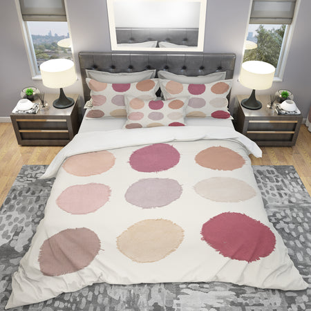 Unique Beige Circle Designs - Geometric Duvet Cover Set