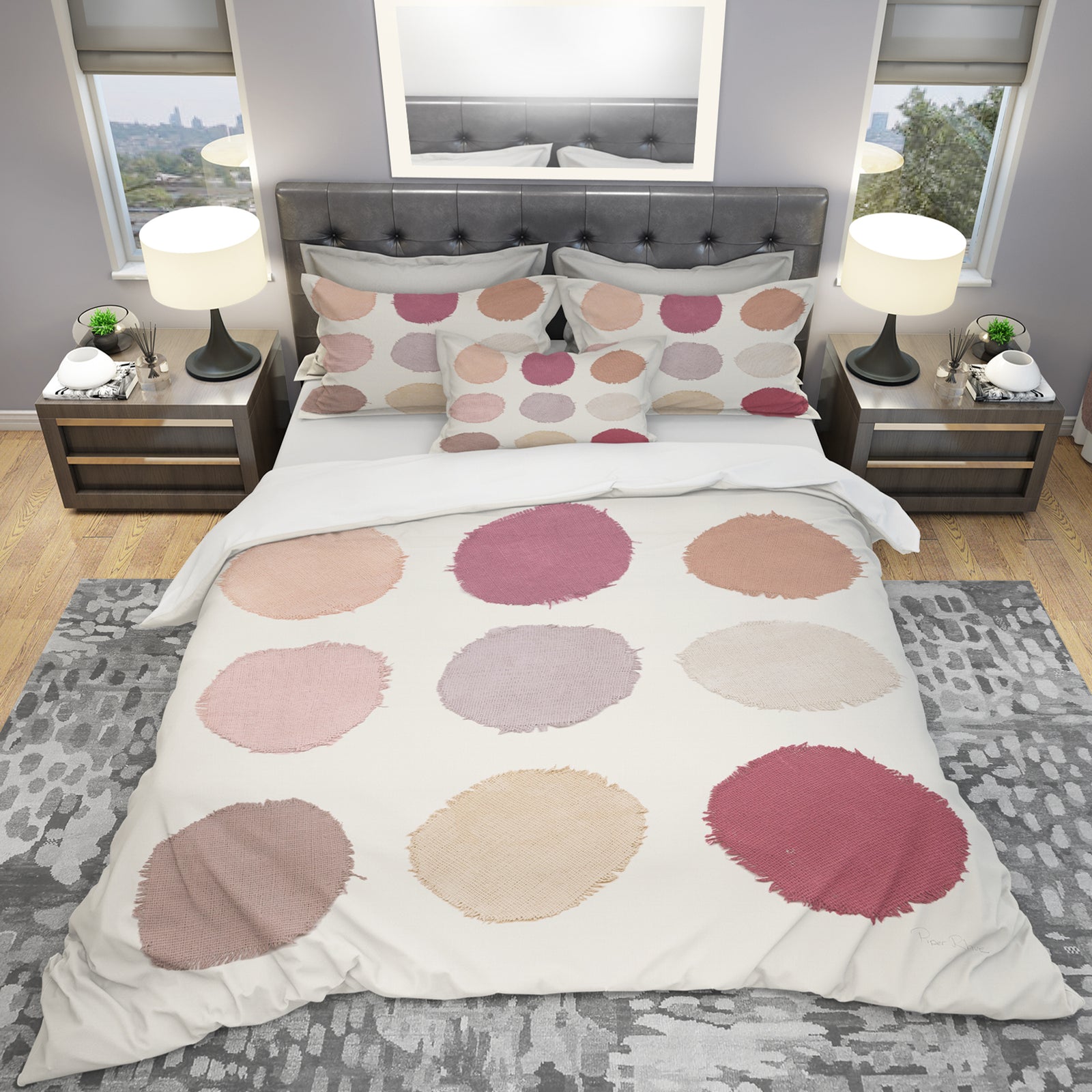 Unique Beige Circle Designs - Geometric Duvet Cover Set