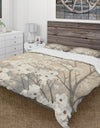 Brown onn Grey Blossoms - Cottage Duvet Cover Set