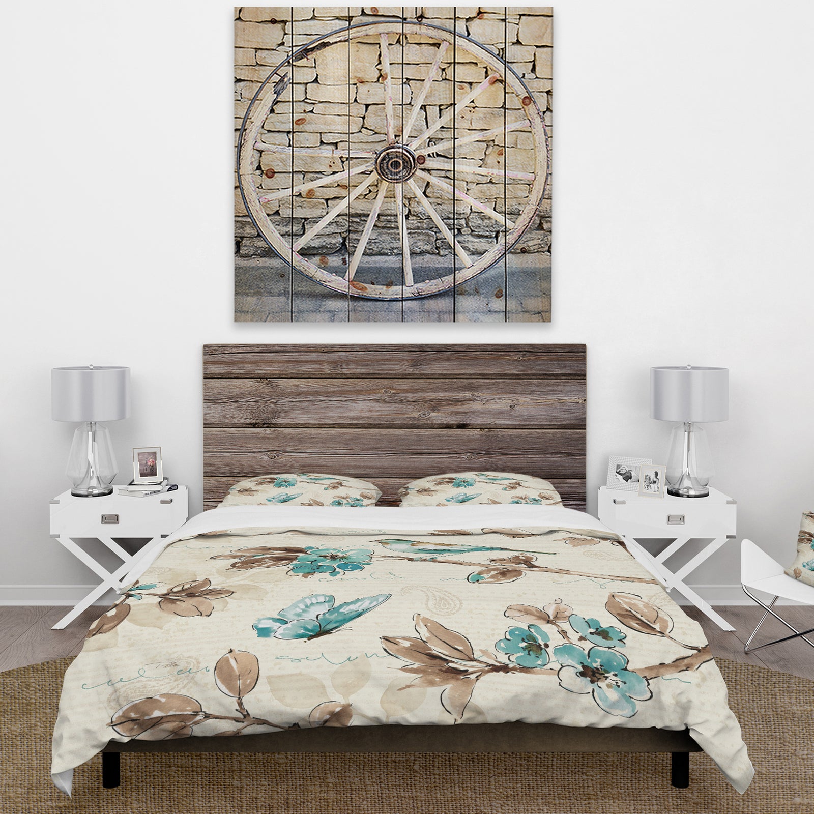 Beige Bird Wings - Cottage Duvet Cover Set