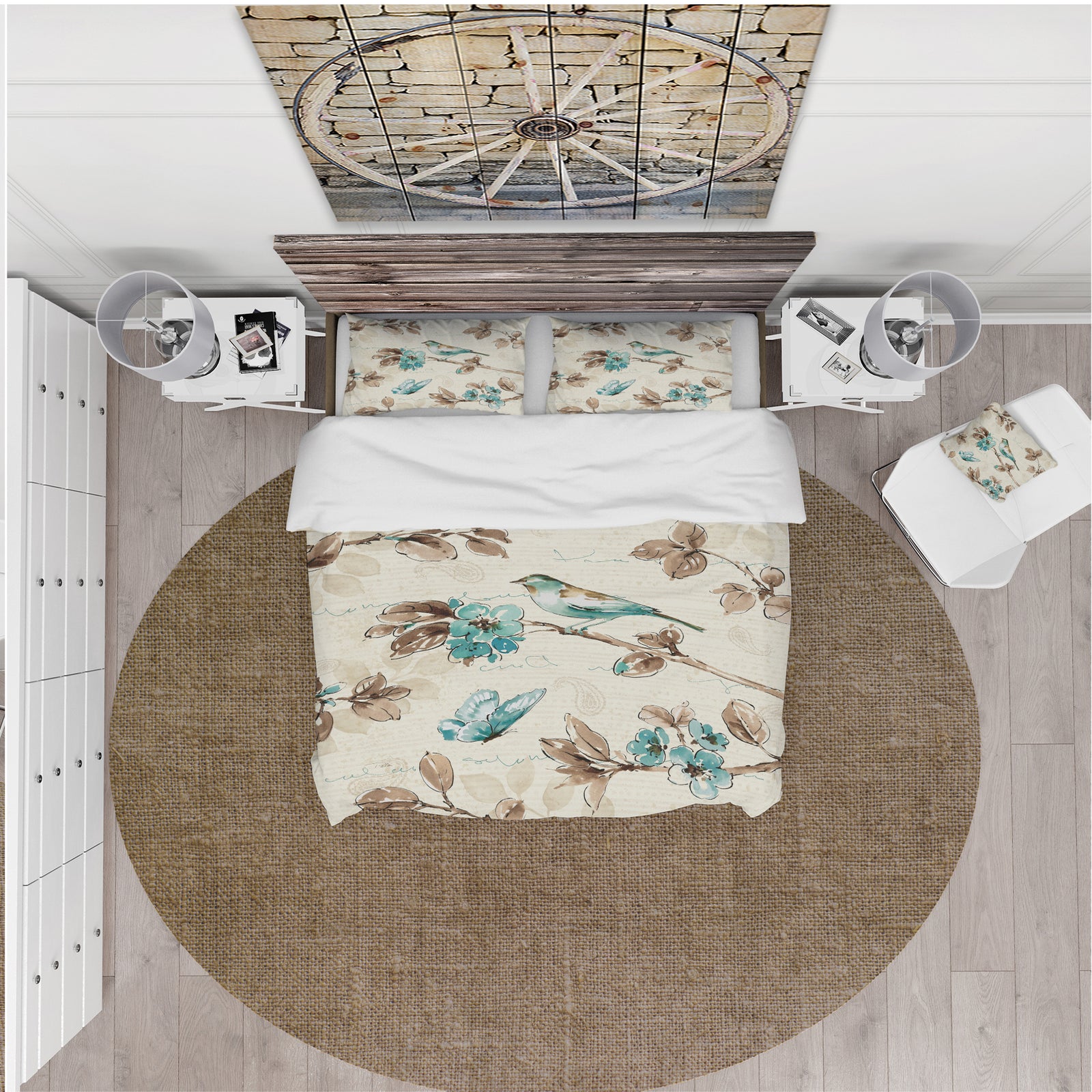 Beige Bird Wings - Cottage Duvet Cover Set