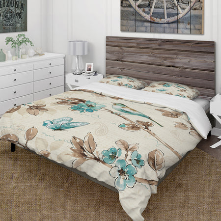 Beige Bird Wings - Cottage Duvet Cover Set