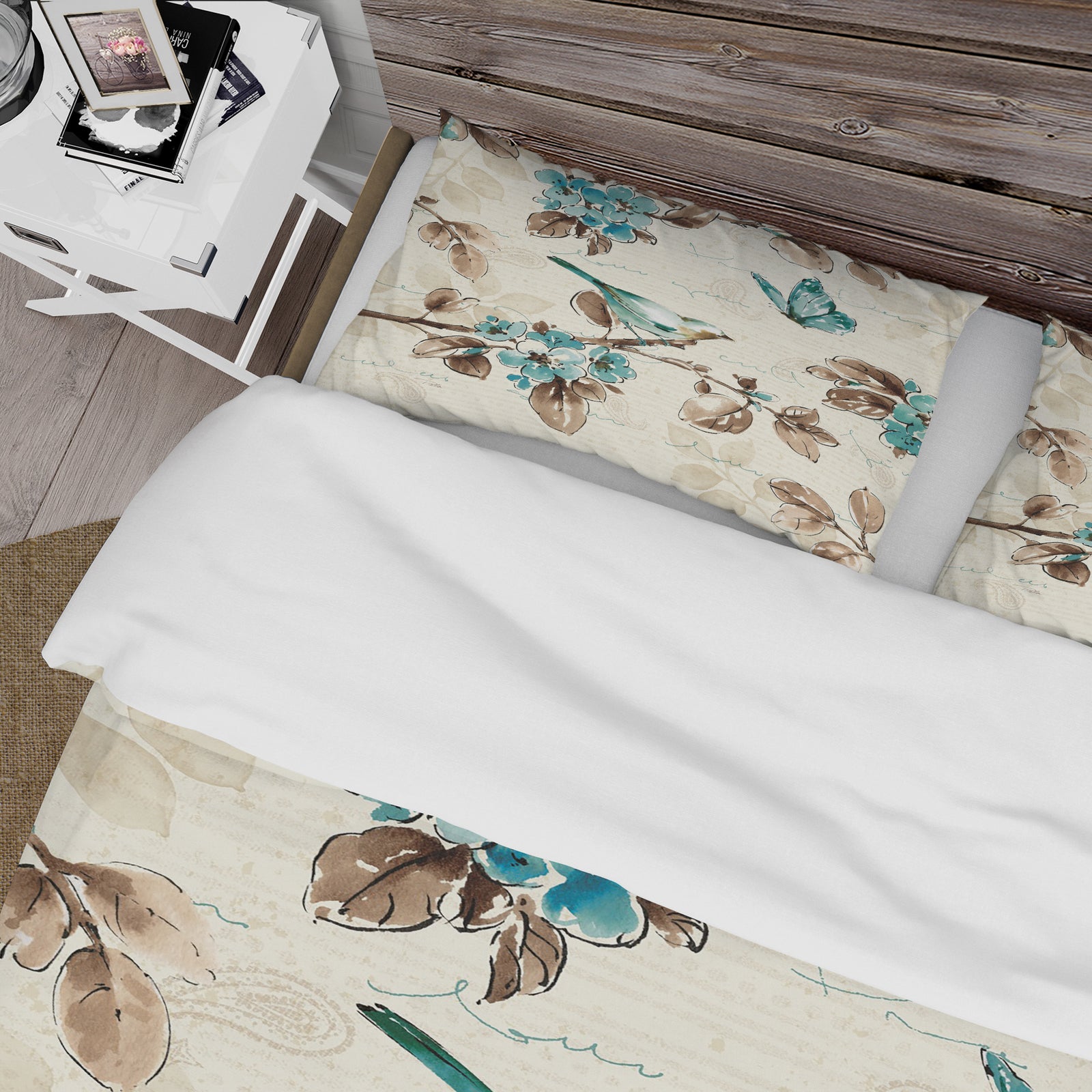 Beige Bird Wings III - Cottage Duvet Cover Set