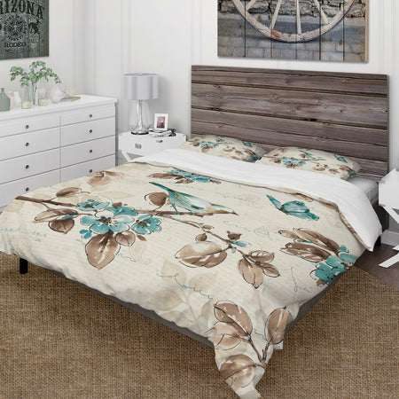 Beige Bird Wings III - Cottage Duvet Cover Set
