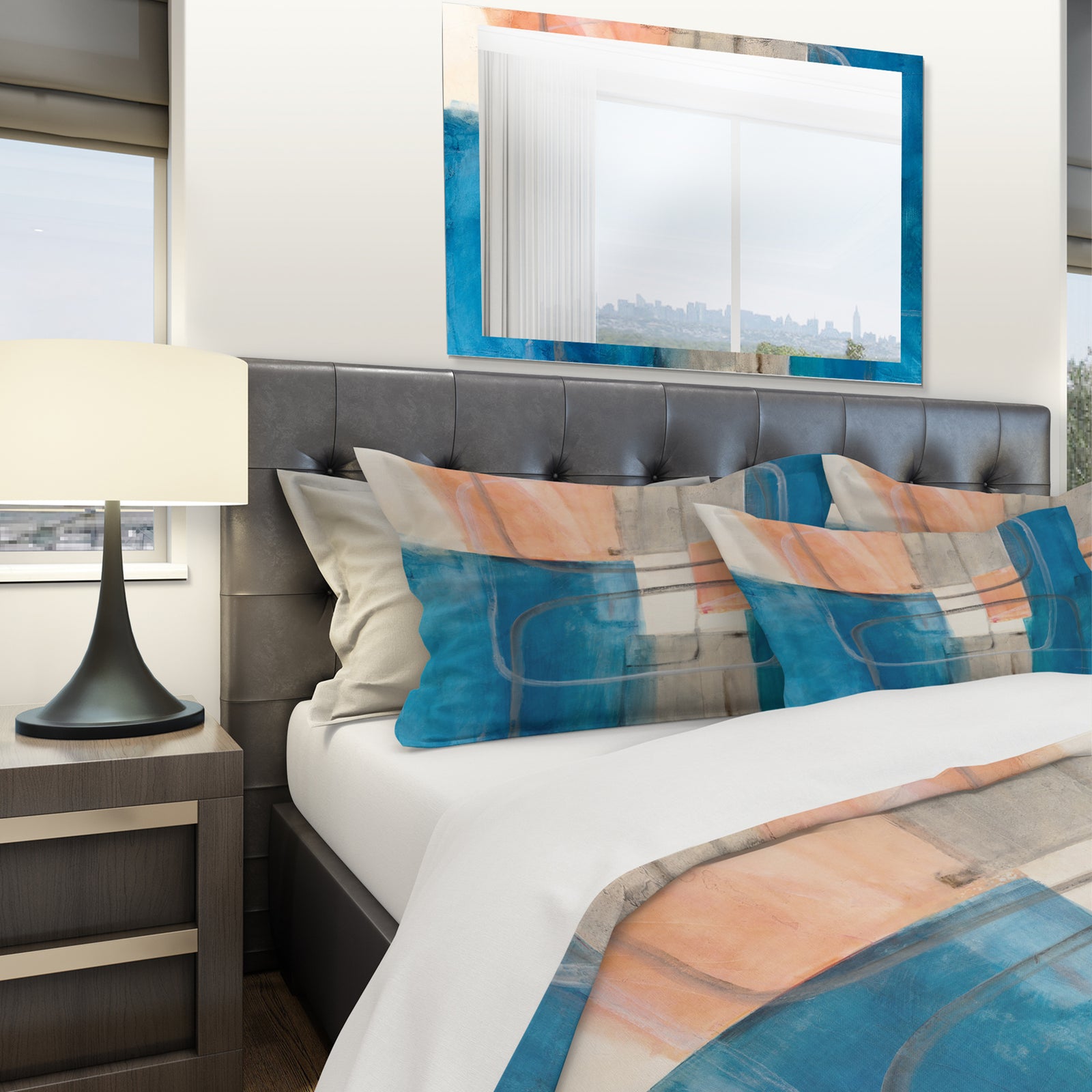 Modern Simply Blue - Geometric Duvet Cover Set