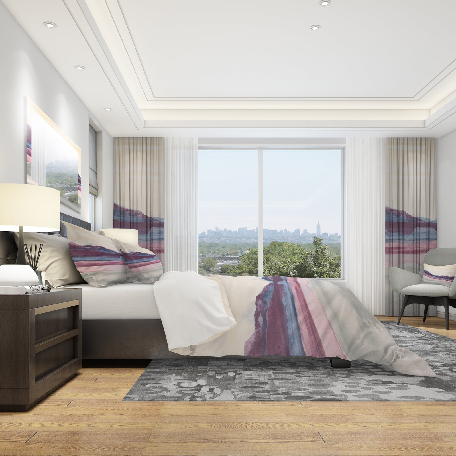 Purple Rock landscape - Geometric Duvet Cover Set
