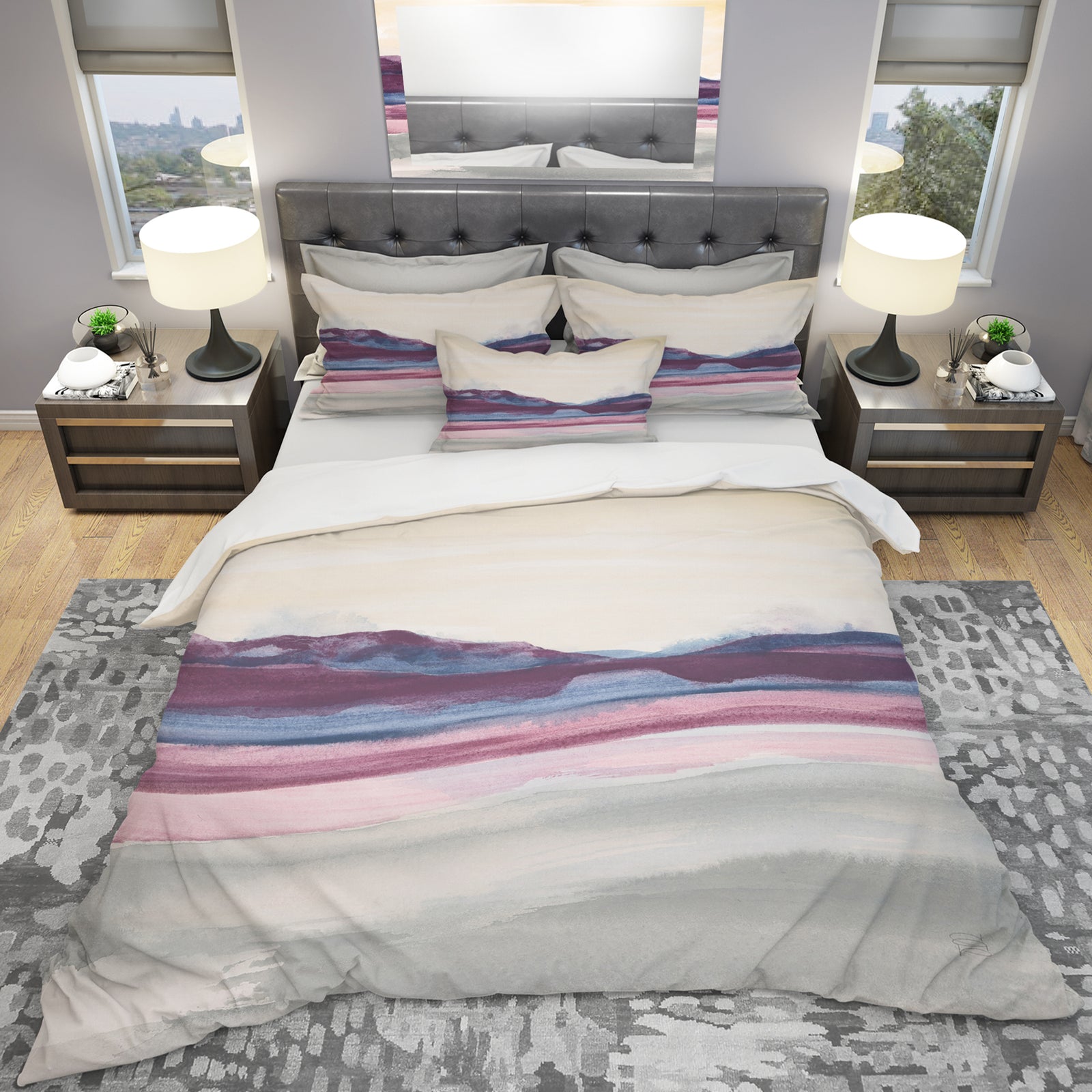 Purple Rock landscape - Geometric Duvet Cover Set