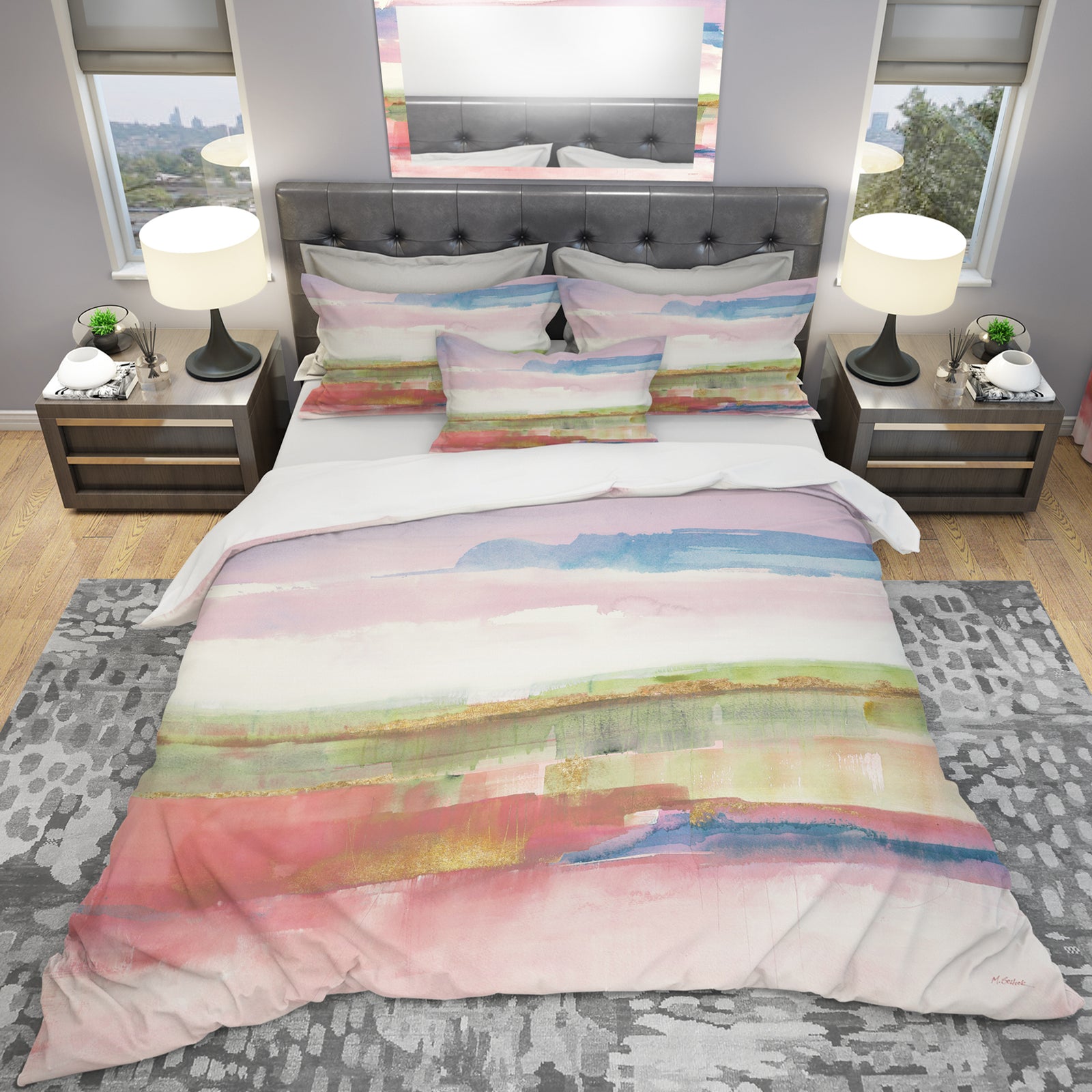 Influence of Line and Color Gold Bright - Geometric Duvet Cover Set