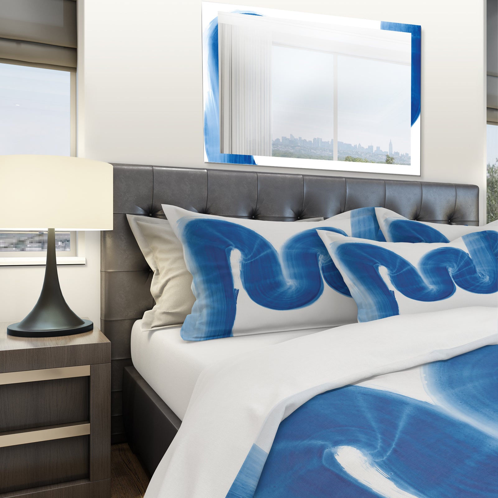 Blue Geometric S Curve - Geometric Duvet Cover Set