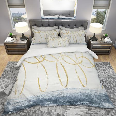 Gold Abstract Geometric Shape - Geometric Duvet Cover Set