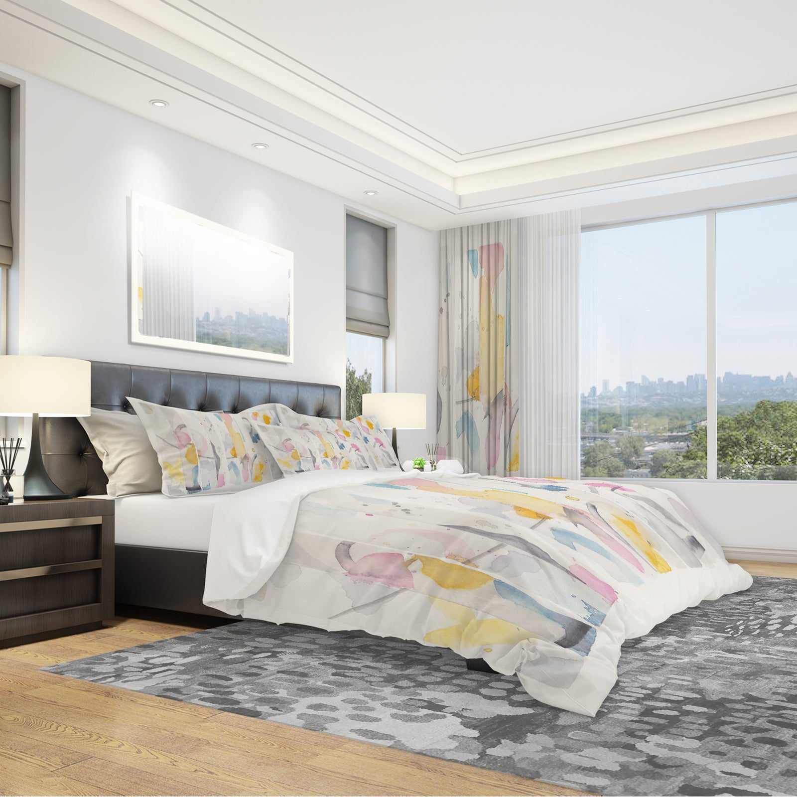 Multi-Color Geometric Bars II - Geometric Duvet Cover Set
