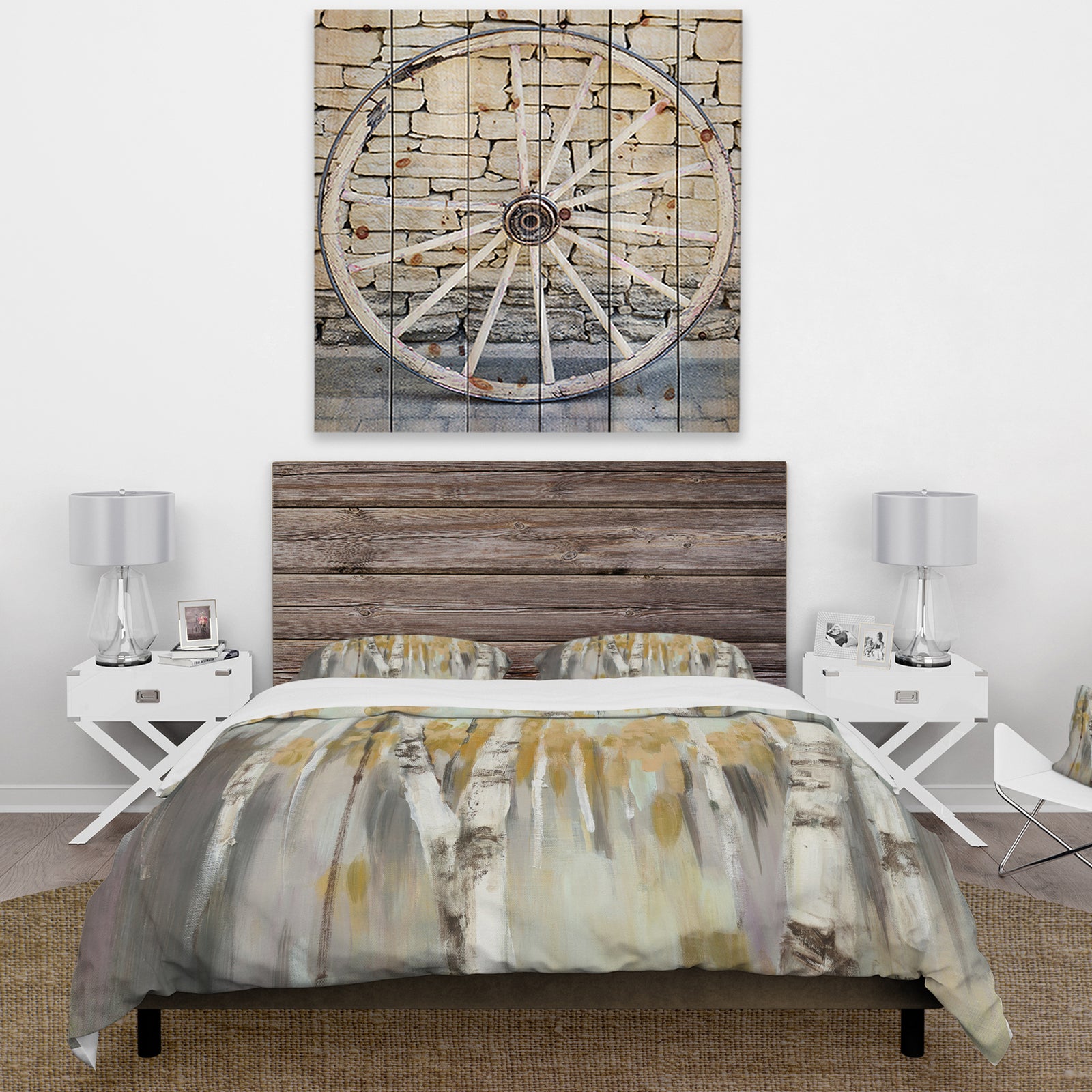 Silver and Yellow Birch Forest - Cottage Duvet Cover Set