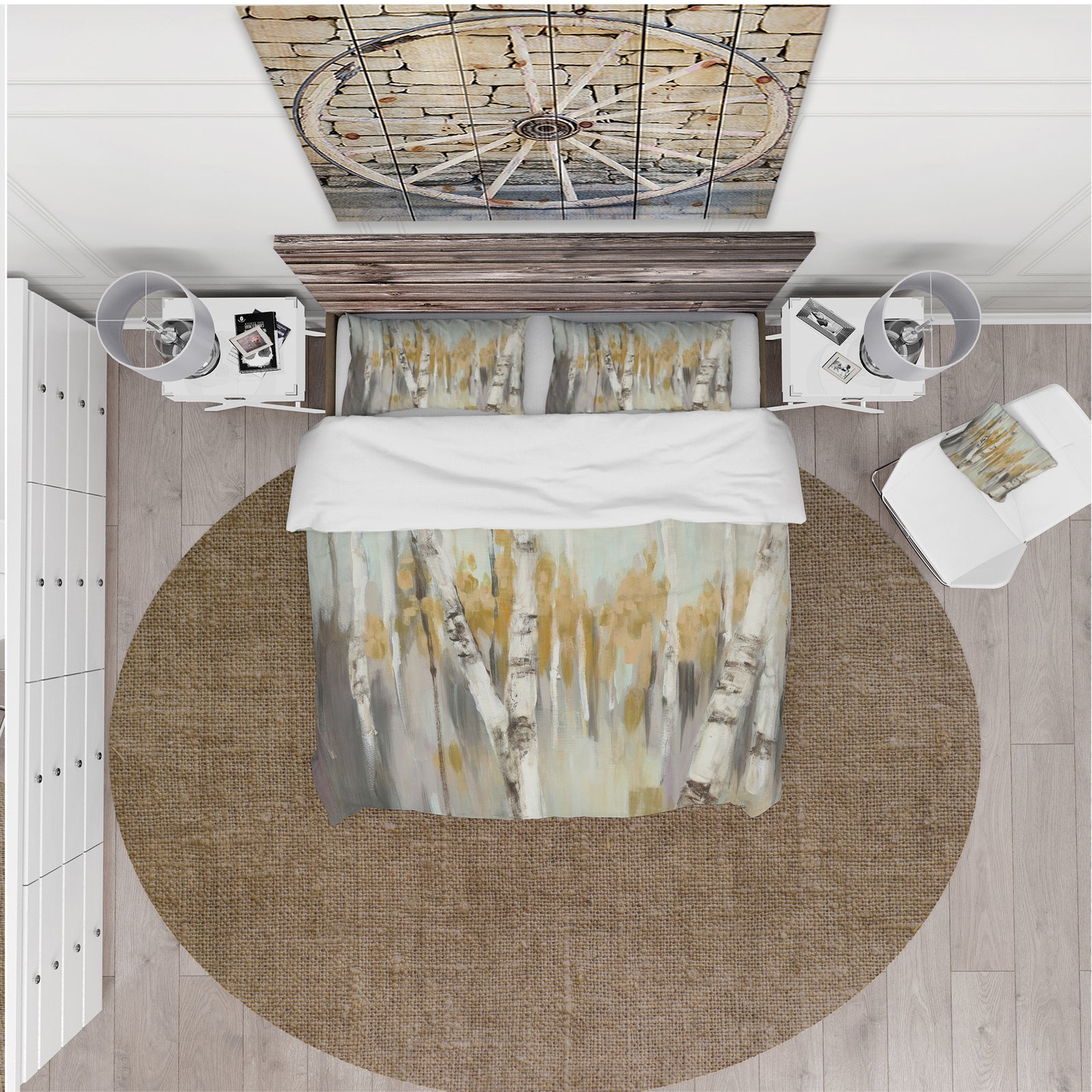 Silver and Yellow Birch Forest - Cottage Duvet Cover Set