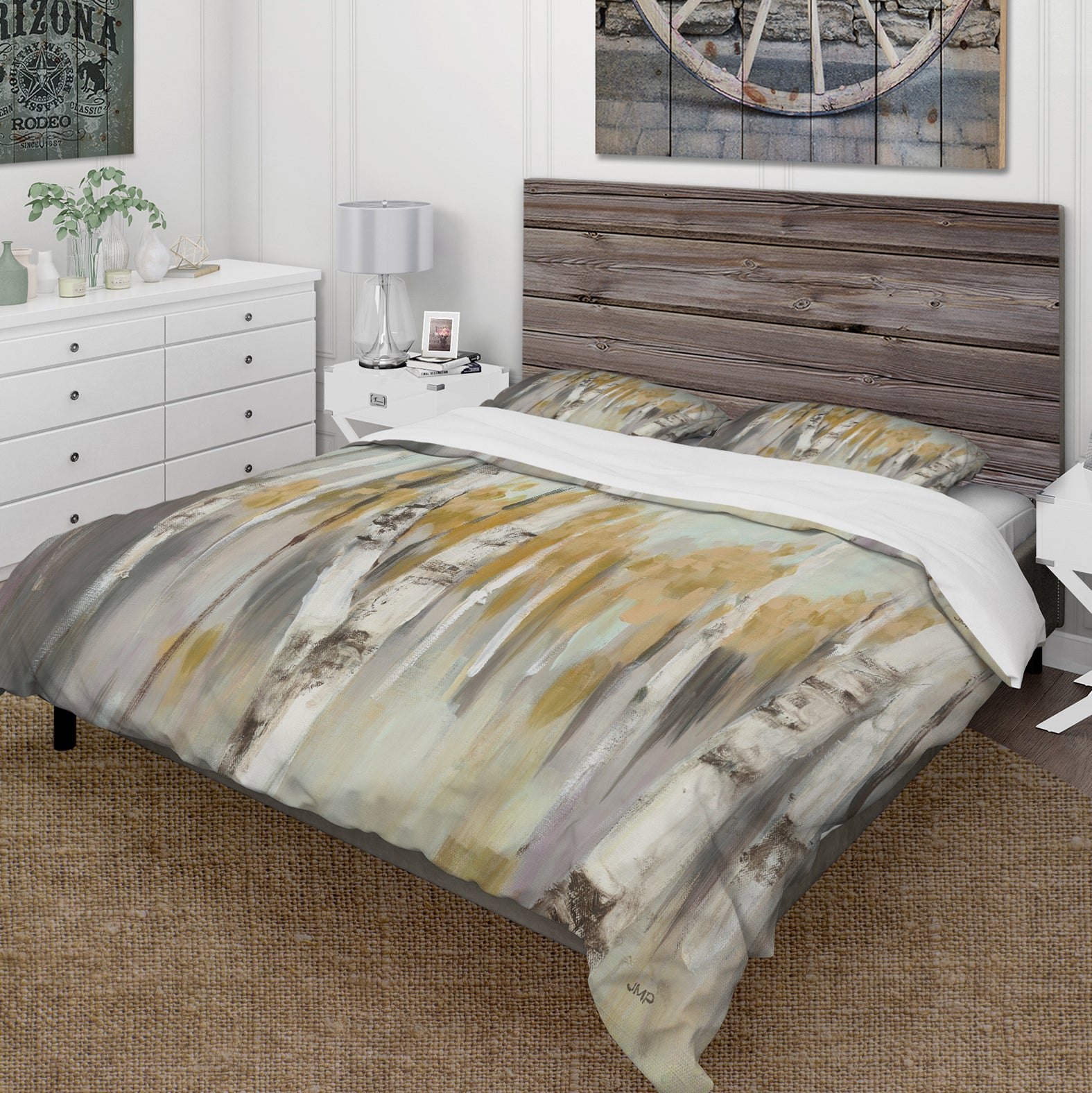Silver and Yellow Birch Forest - Cottage Duvet Cover Set