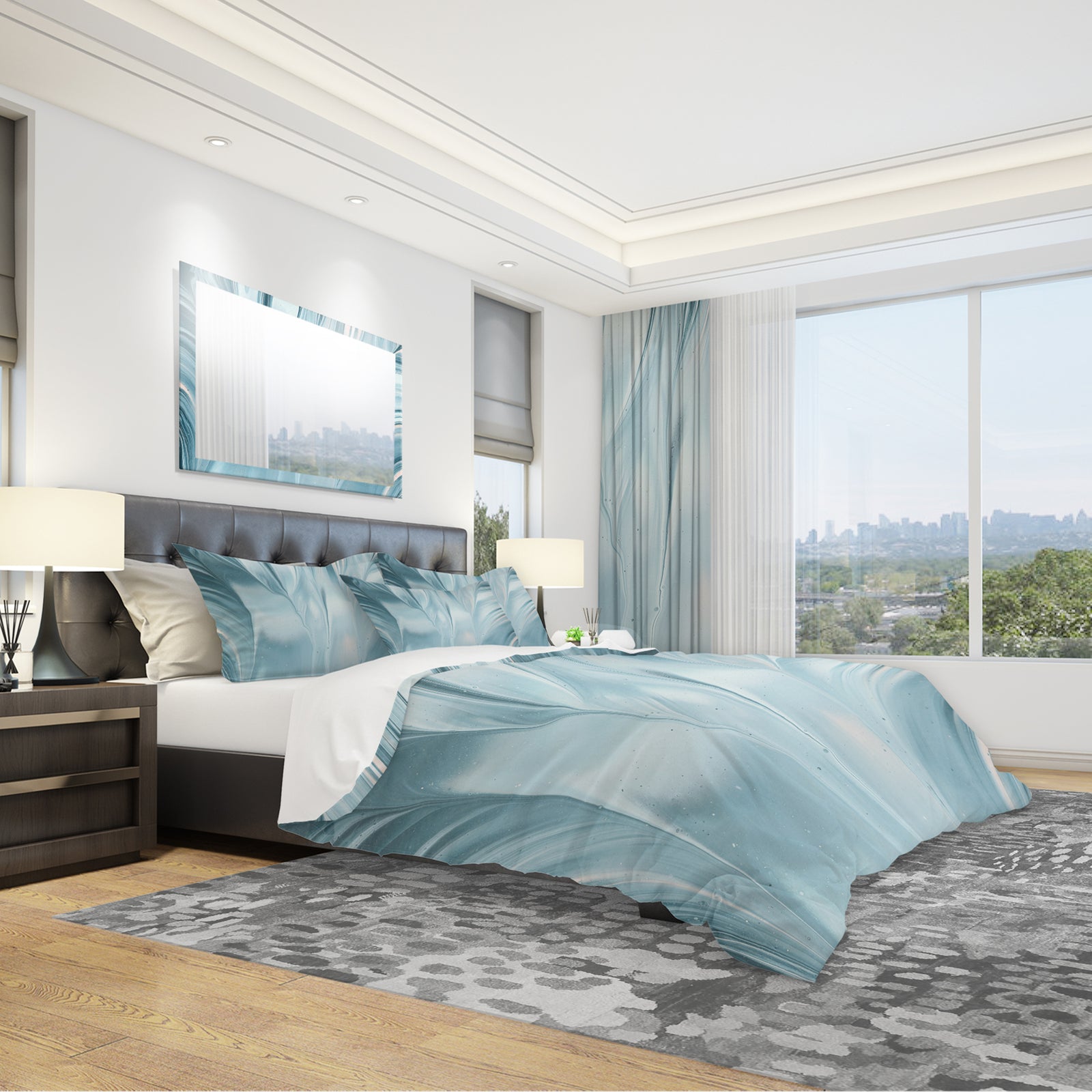 Blue Modern Water III - Geometric Duvet Cover Set