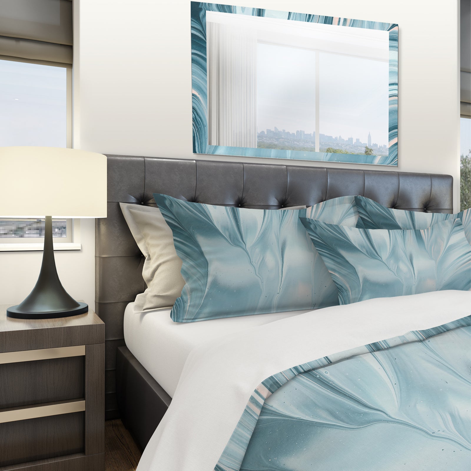 Blue Modern Water III - Geometric Duvet Cover Set