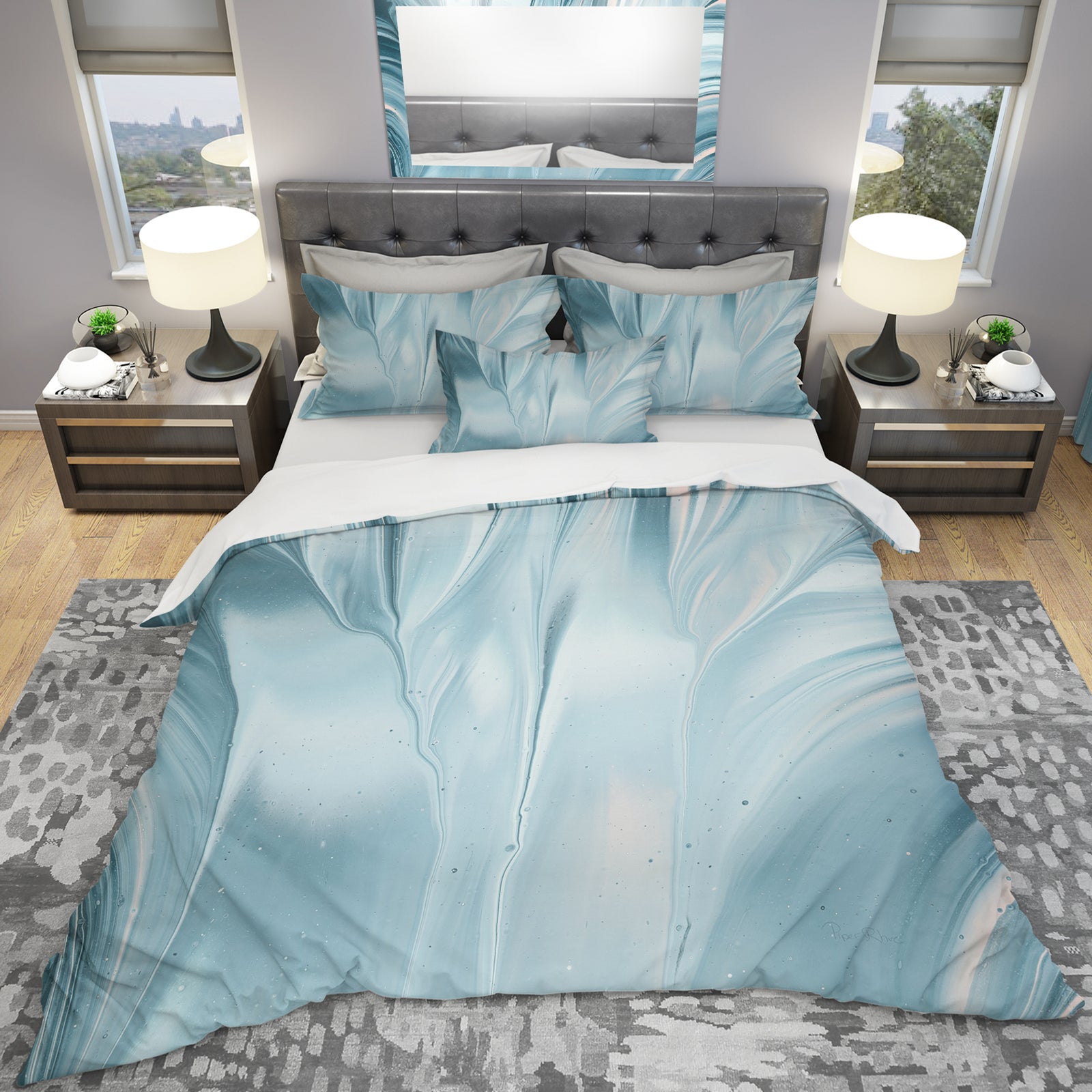 Blue Modern Water III - Geometric Duvet Cover Set