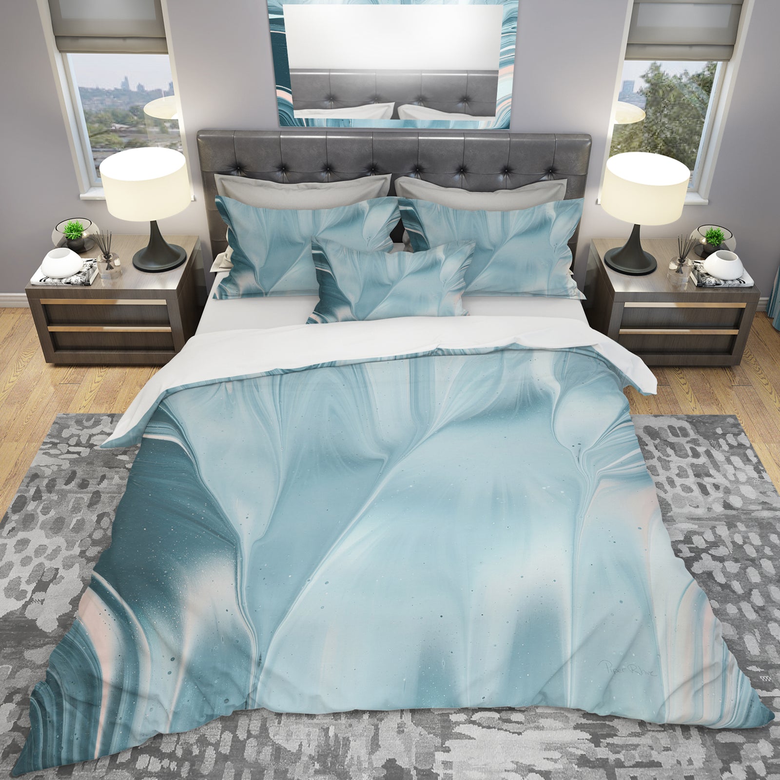 Blue Modern Water I - Geometric Duvet Cover Set