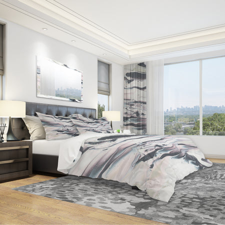 Grey Marbling V - Geometric Duvet Cover Set
