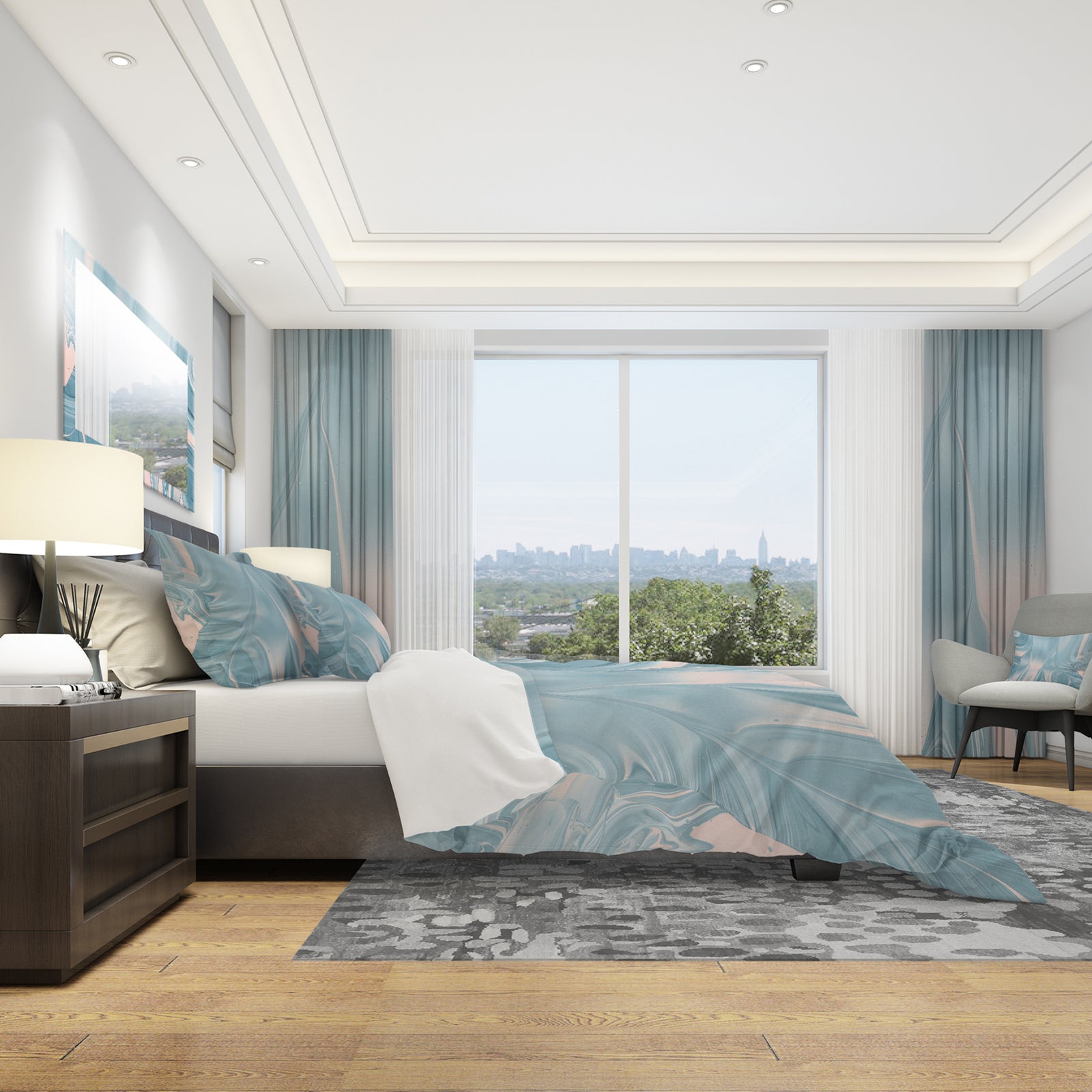 Abstract Water I - Geometric Duvet Cover Set