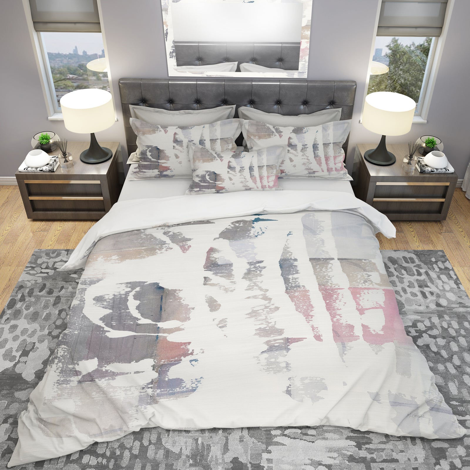 White Out Geometric - Geometric Duvet Cover Set