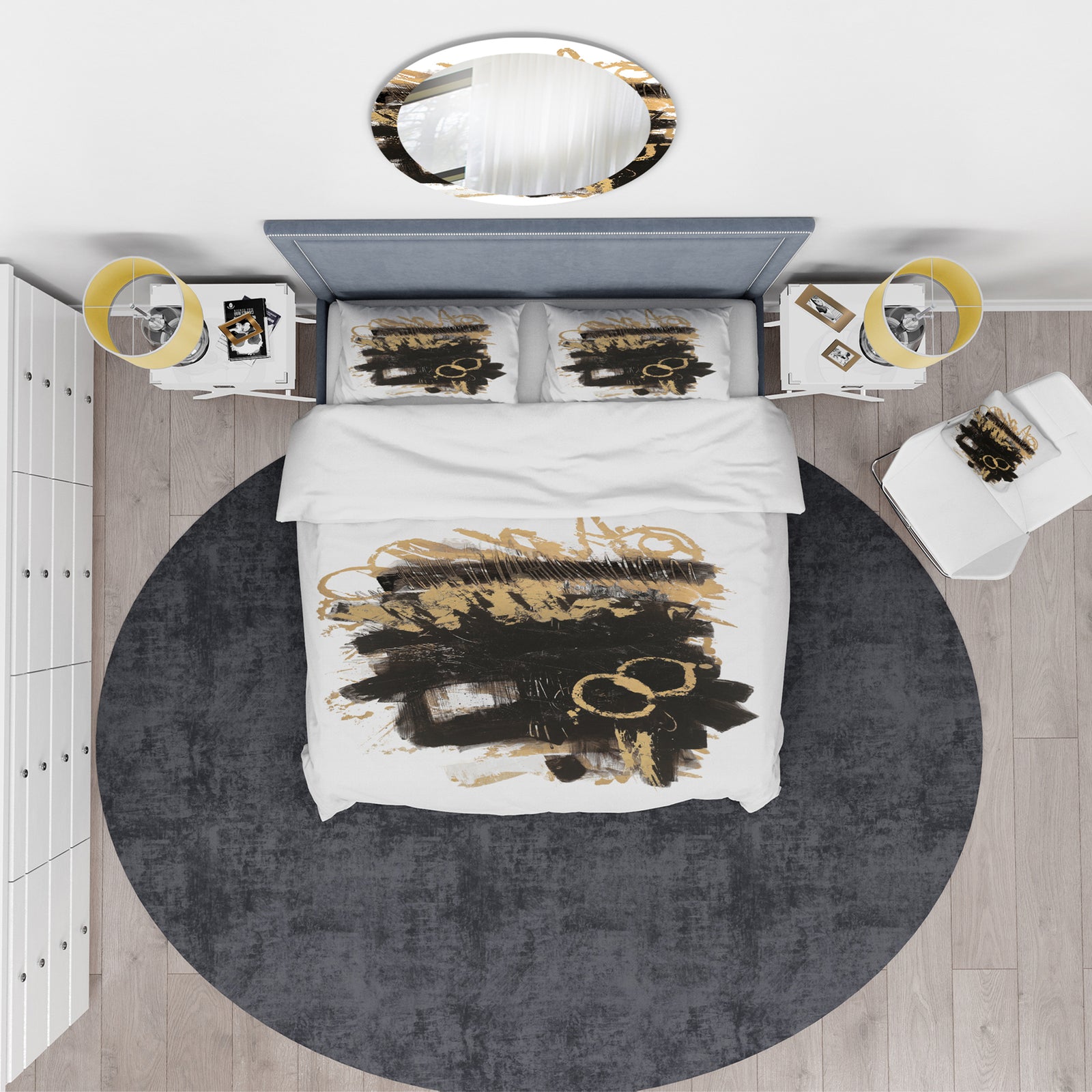 Gold and Black drift II - Glam Duvet Cover Set
