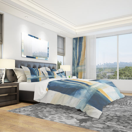 Indigo Panel IV - Geometric Duvet Cover Set