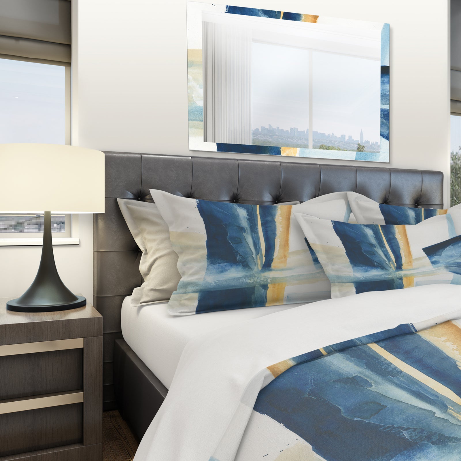 Indigo Panel IV - Geometric Duvet Cover Set