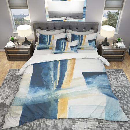 Indigo Panel IV - Geometric Duvet Cover Set