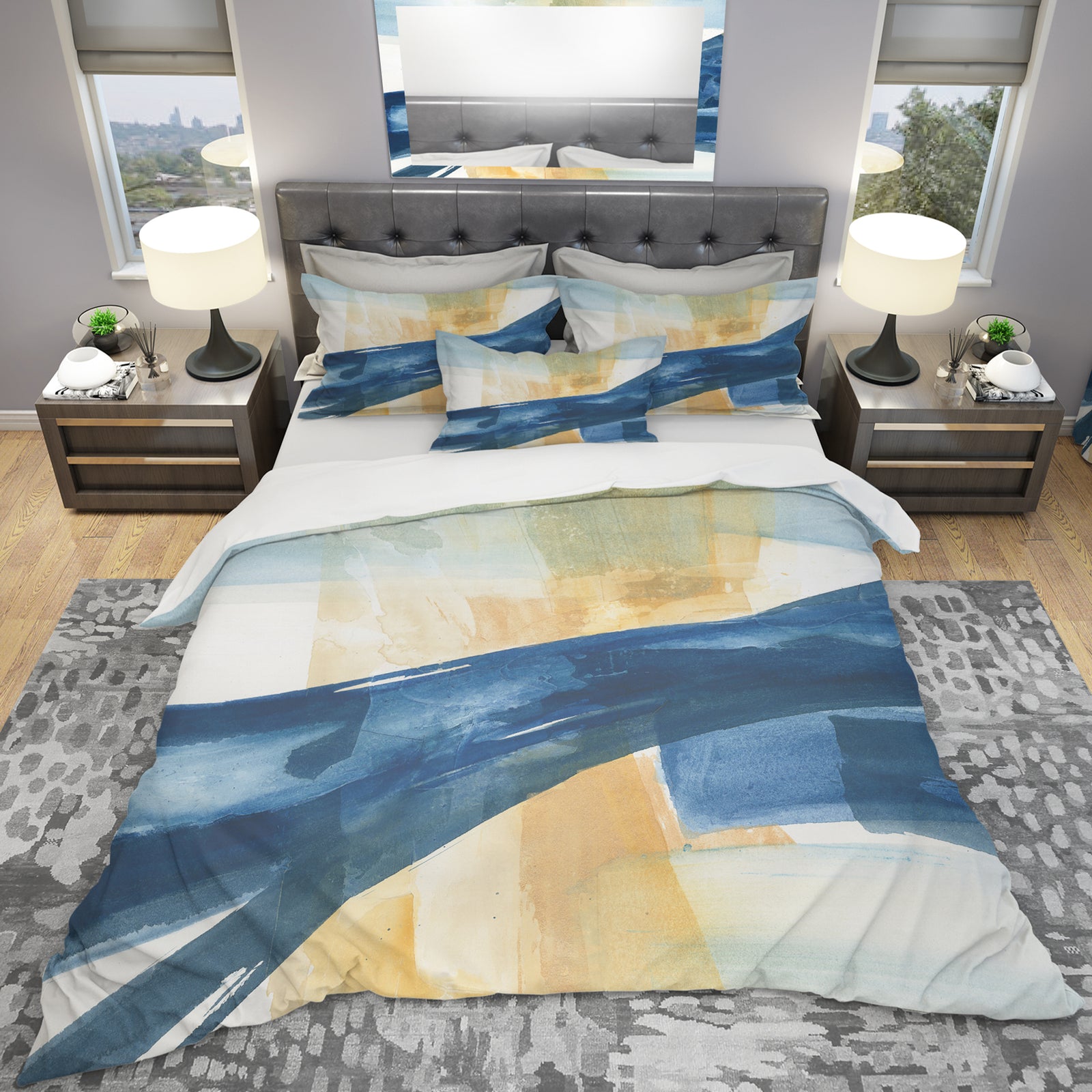 Indigo Panel III - Geometric Duvet Cover Set