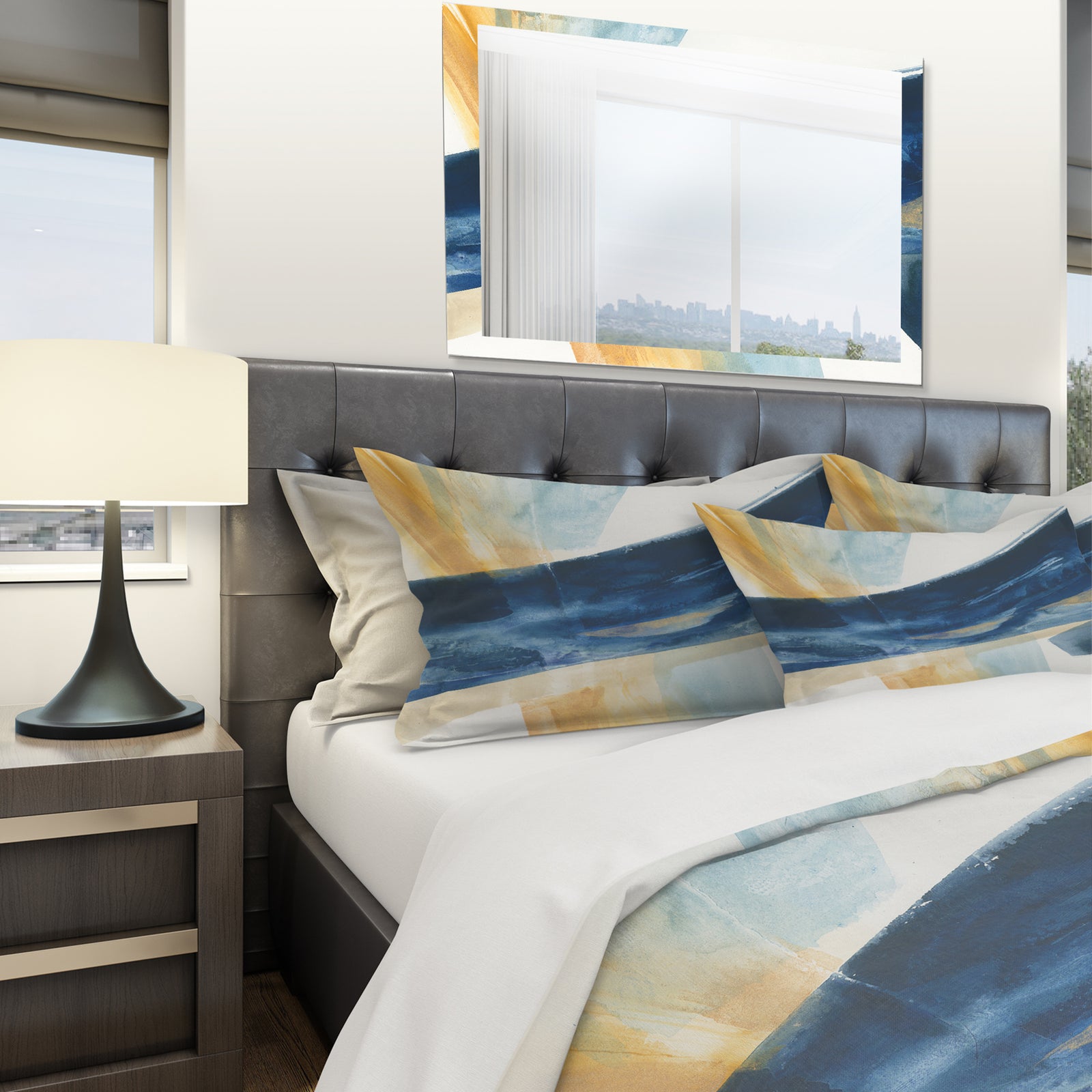 Indigo Panel I - Geometric Duvet Cover Set